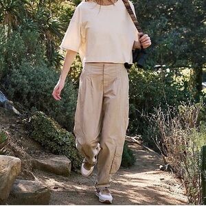 Free People Movement Mesmerize Me Solid Cargo Pants Sz XS Slouchy Beige Tan
